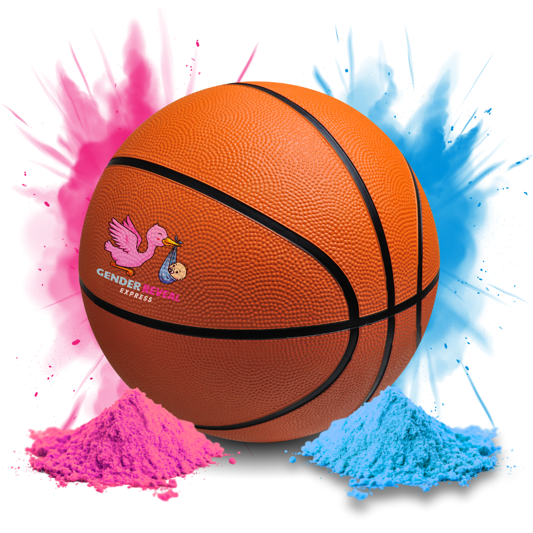 Gender Reveal Basketball with pink and blue powder for gender reveal events