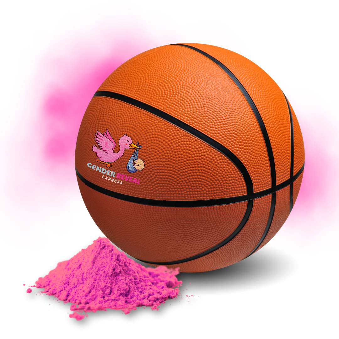 Gender Reveal Basketball with Pink powder for reveal events