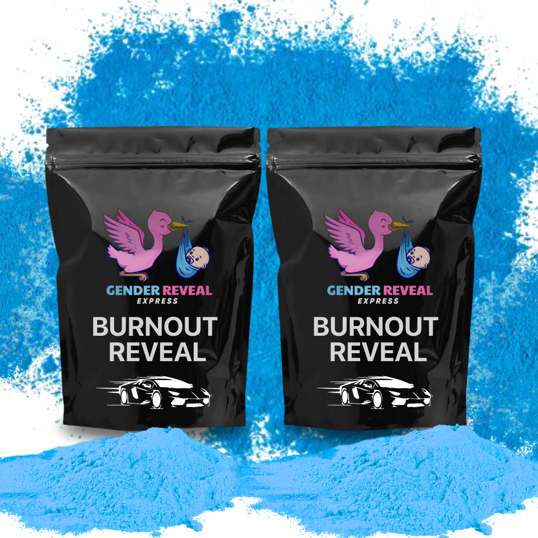 Gender Reveal Burnout Reveal bags with blue powder for gender reveal party