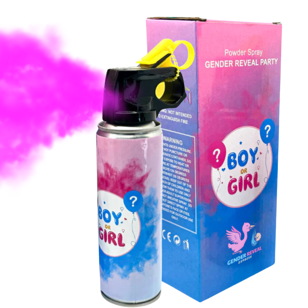 Gender reveal smoke blaster releasing pink powder, ideal for gender reveal parties