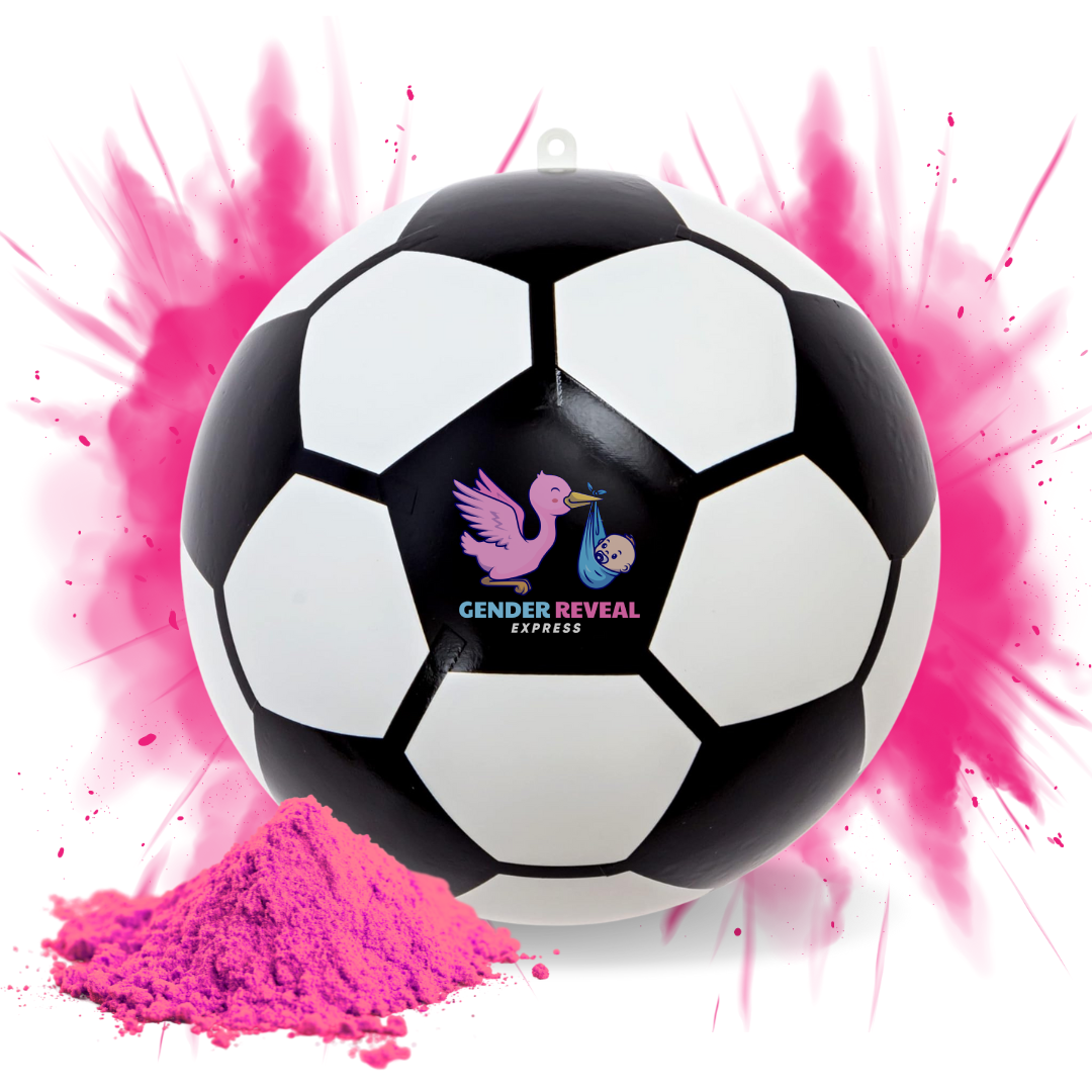 Gender Reveal Soccer Ball with pink powder for gender reveal