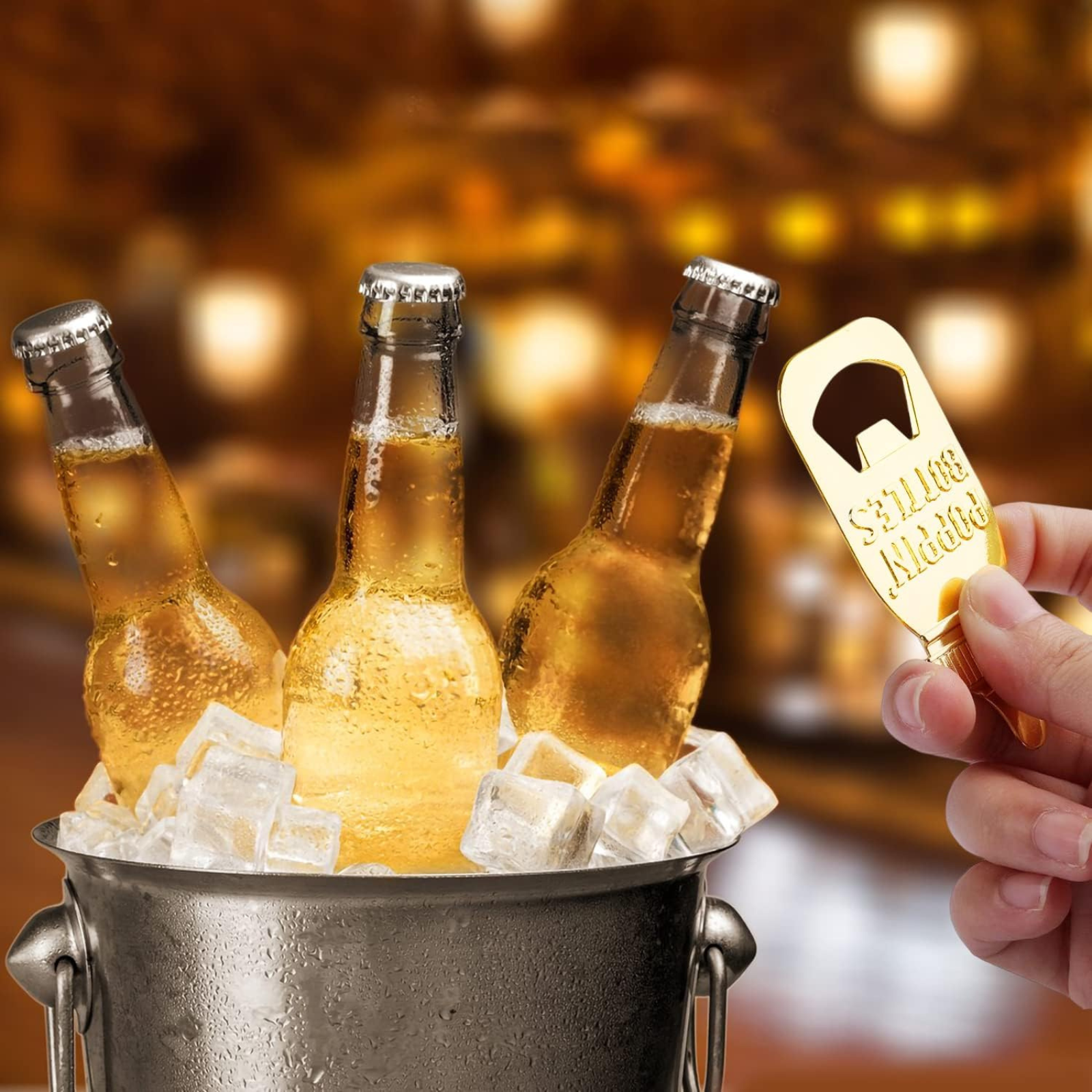 “Poppin Bottles” Gold Metal Bottle Opener