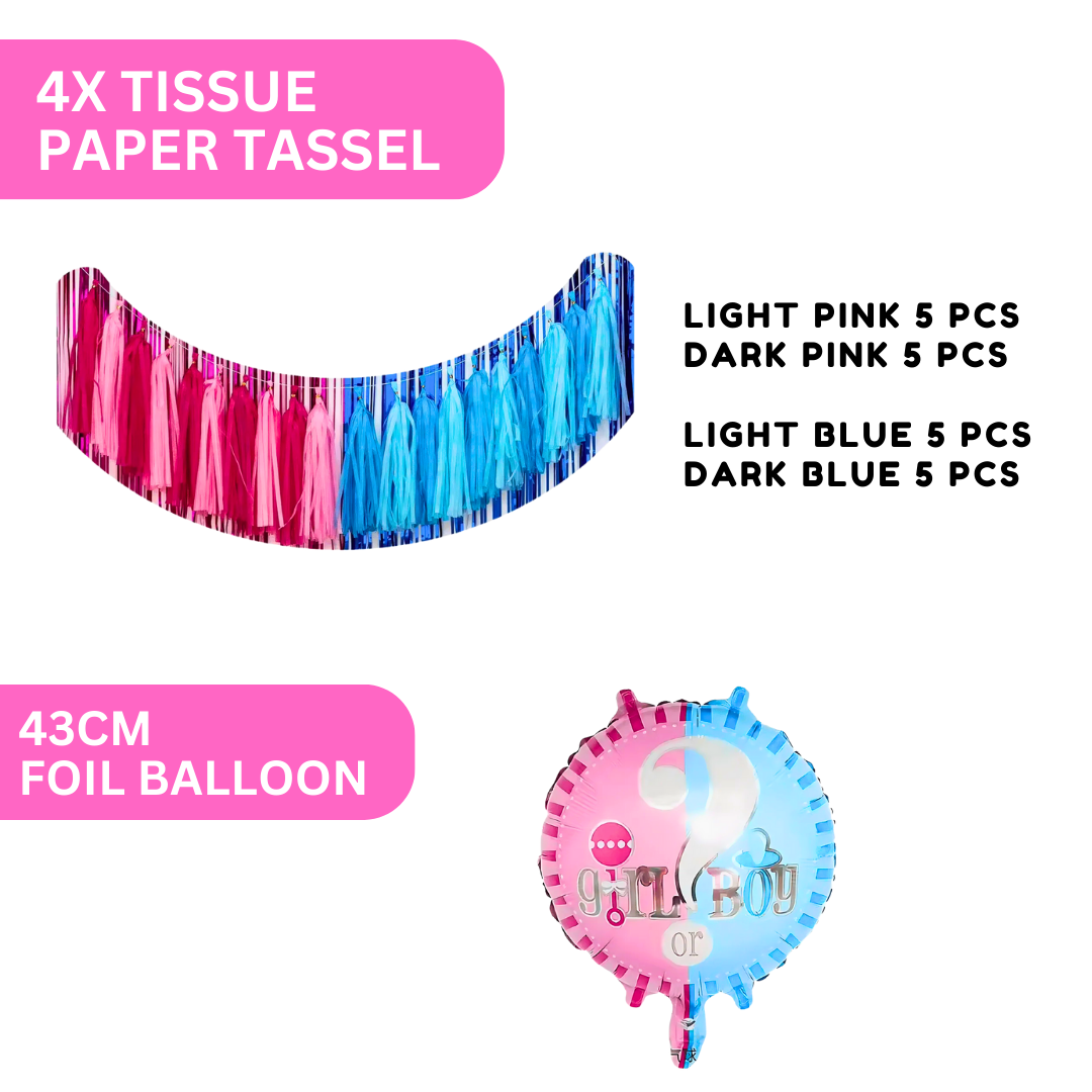 Gender Reveal Paper Tassel Decoration